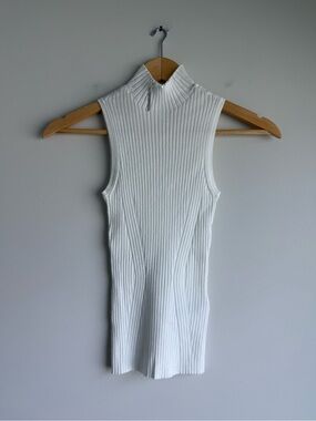 Madewell NWT White Ribbed Sleeveless Mock Neck Top XXS